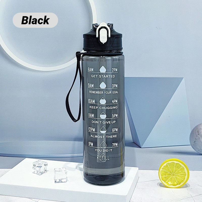 Enhance your hydration experience with the Time-Tracking Leak Proof Water Bottle - Designed for Easy Carry and Outdoor Adventures