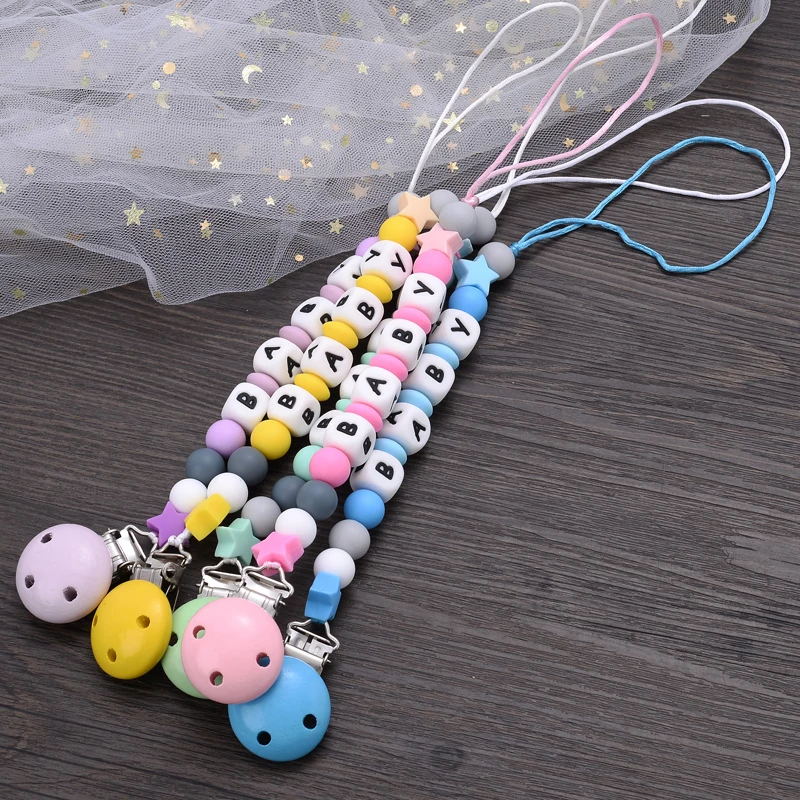 Baby Pacifier Silicone Pacifier Pacifier Clip Pacifier Chain Pacifier Set Handmade Teether Pacifier Chain Silicone Beads Infant Nipple Appease Soother Chain Clips Nipple Clip Personalized Name