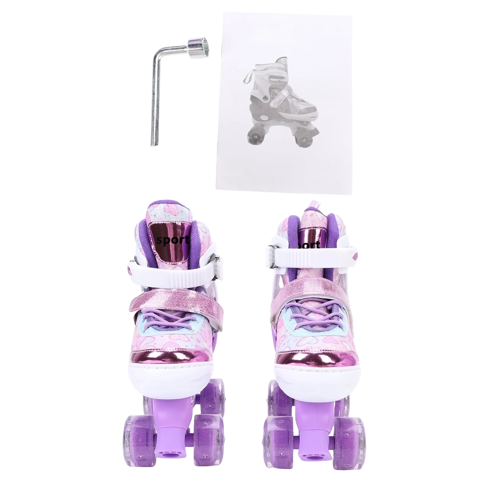 גלגלי רולר לילדות בנות בגילאים 6-12 4 גודל גלגל מהבהב מתכוונן עם נושא ABEC הגנה משולשת לשימוש בחוץ ובפנים