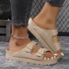 Summer Womens Platform Slippers Slip on Beach Sandals With Adjustable Buckle Comfort Lightweight EVA Slides Thick Soles 4cm 6