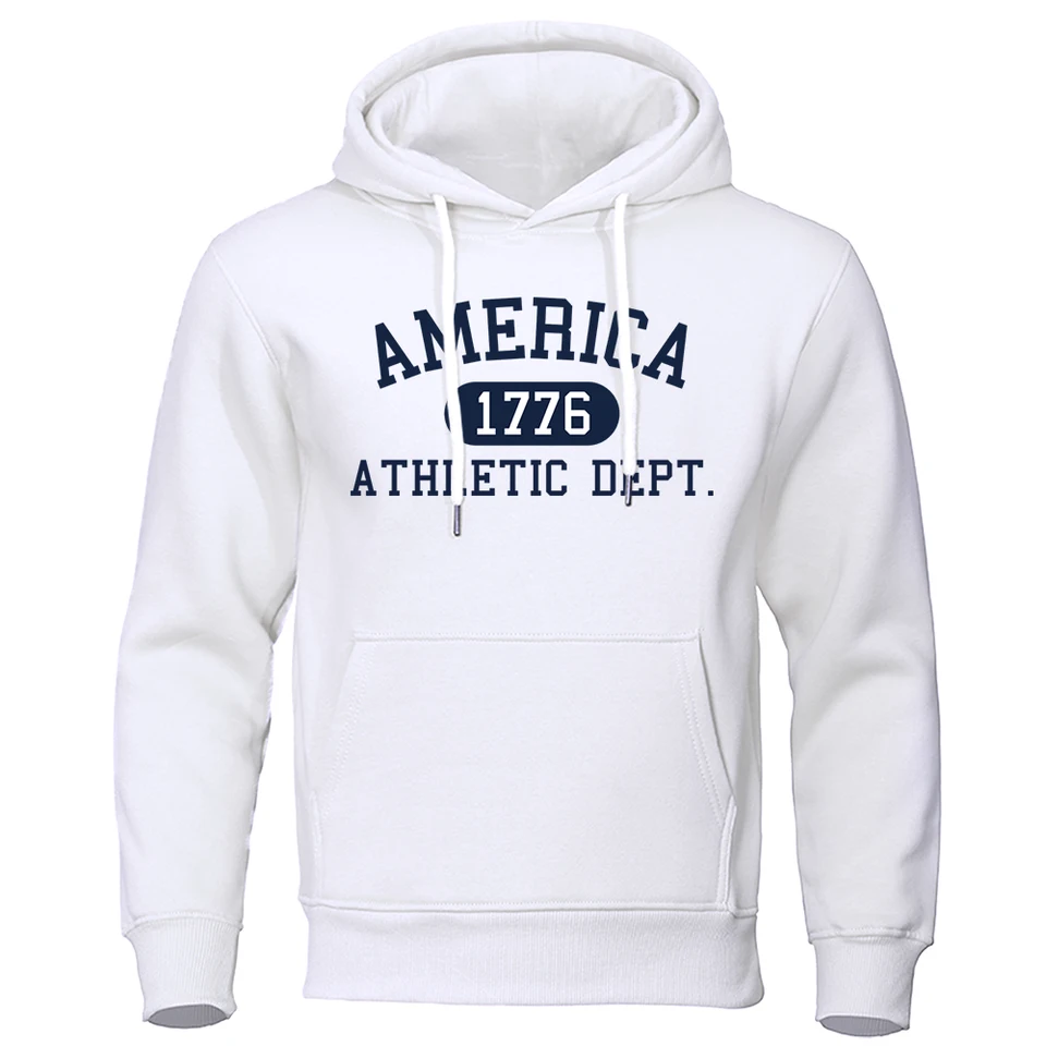 America 1776 Athletic Dept Letter Print Mans Hoodies Pocket O-Neck  Sweatshirt Autumn Soft Sweatshirt Casual Loose Man Clothing - AliExpress, image size:960x960