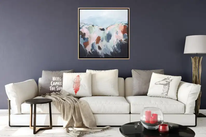 

Абстрактный пейзаж, абстрактное искусство, оригинальное искусство, Синяя абстрактная живопись, современное искусство, большая Масляная картина для гостиной