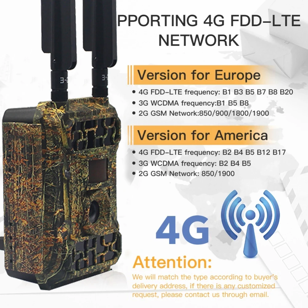 4G MMS/GPRS Wildlife Trail Camera Outdoor Wild Hunting Camera HD 1080P Wireless APP Remote Control Monitoring Cameras