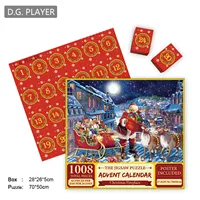 D.G. PLAYER 1008 Pcs Christmas Jigsaw Advent Calendar Christmas Jigsaw Puzzles Countdown Calendar Christmas Themed Party Favors 2