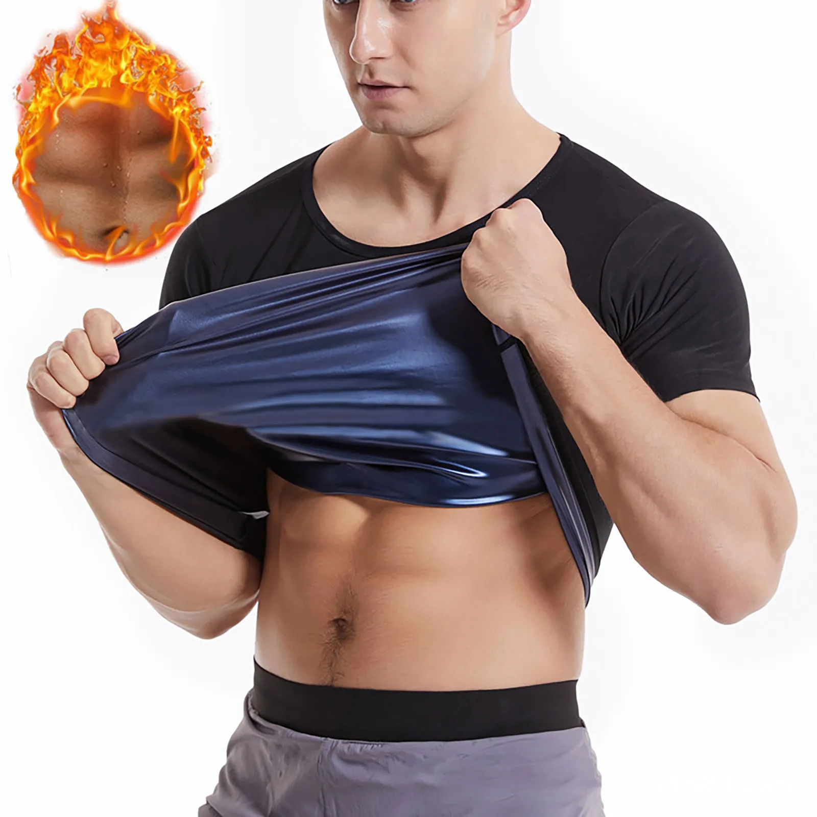 Soild T-Shirt For Men Short Sleeve O-Neck Body Shaper Top Summer Sport T Shirts Outdoor Gym Exercise Clothing Ropa Hombre