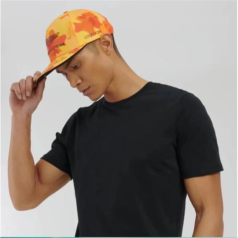 

New style Orange camouflage plus size baseball cap Men's flat brim cap Casual sun shade windproof hat