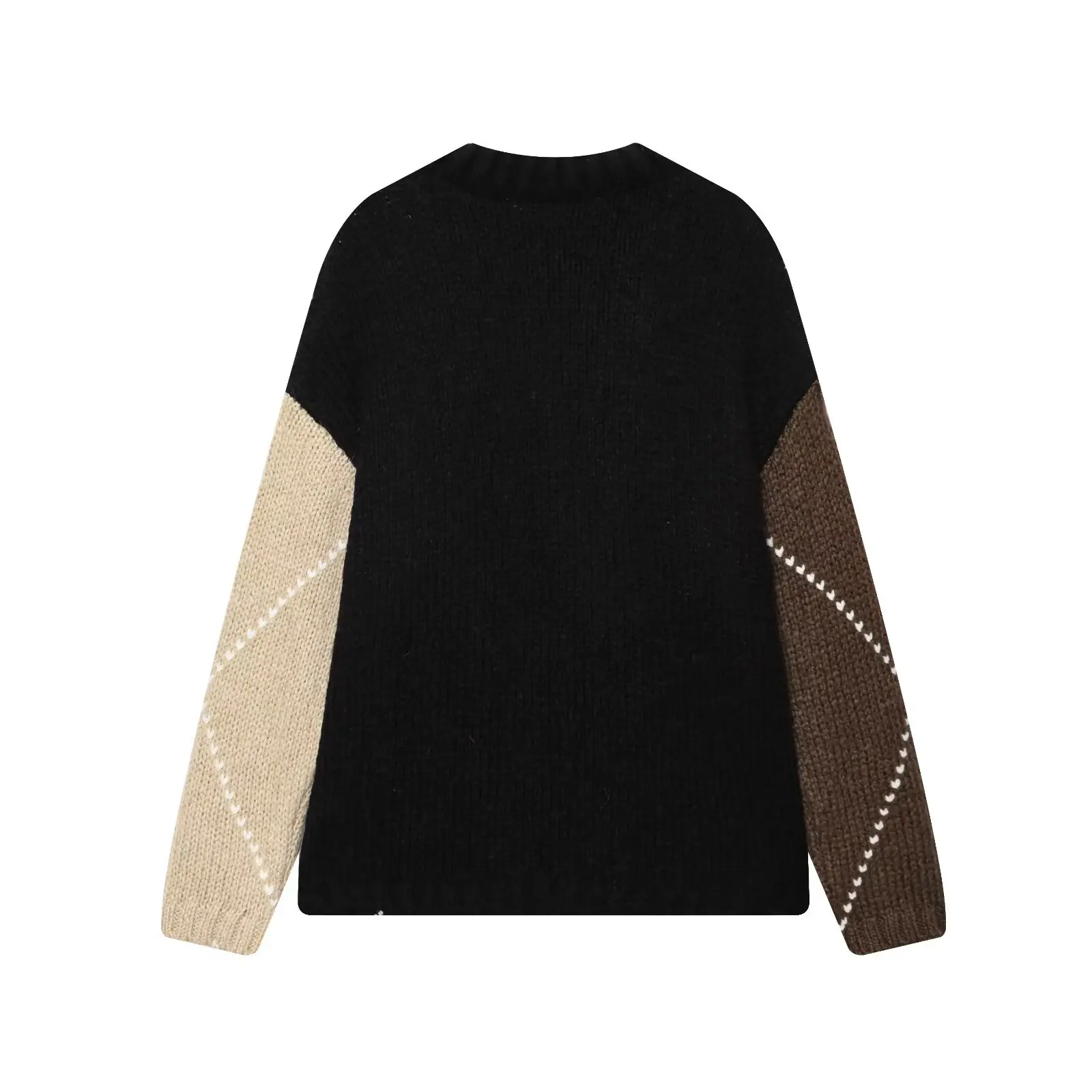 KONDALA Vintage Plaid Knit Sweaters Women Long Sleeve O Neck Loose Thick Tops Fashion 2025 Autumn Winter Thick Warm Sweaters 6