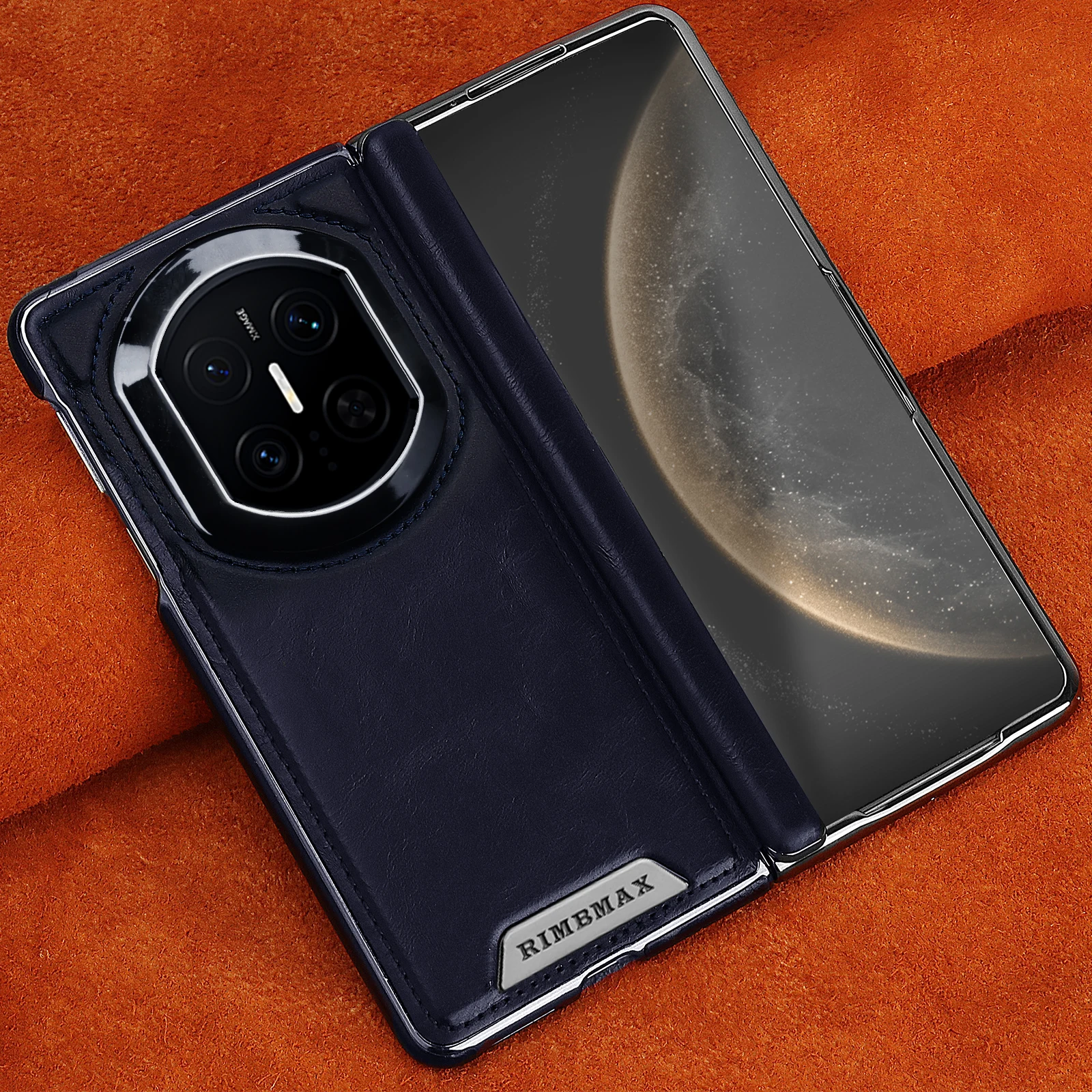 Leather Central Axis Phone Case with Magnetic Wireless Charging and Electroplating Protection