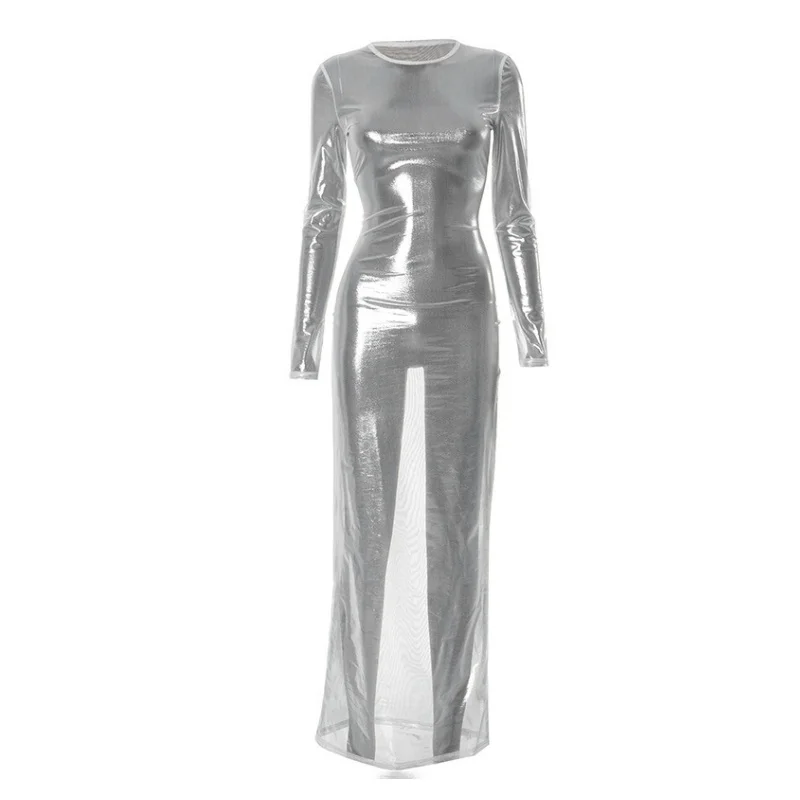 Mesh See Through Maxi Dresses For Women Beach Cover-ups Long Sleeve Vestidos De Mujer Slim Fit One Piece Hot Club Rave Outfits 4 Mesh See Through Maxi Dresses For Women Beach Cover-ups Long Sleeve Vestidos De Mujer Slim Fit One Piece Hot Club Rave Outfits