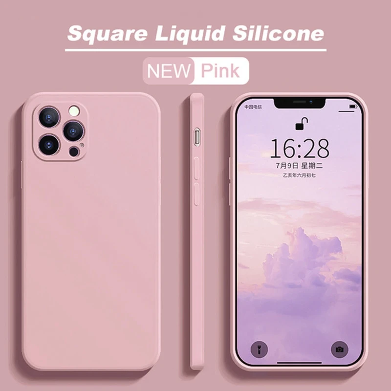 Official Square Liquid Silicone Phone Case - Sleek and Durable Protection Cover