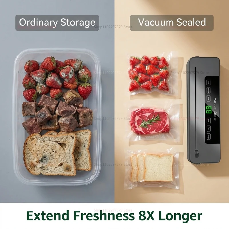 Vacuum Sealer Machine for Dry and Wet Food Food Storage Sealing with Built-in Cutter UV Kitchen Food Vacuum Packaging Machine 3