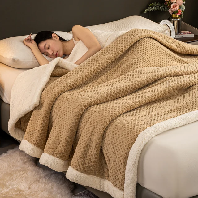Vintage Jacquard Carved Velvet Throw Blanket – Double-Layer AB Version, Thick & Plush 2