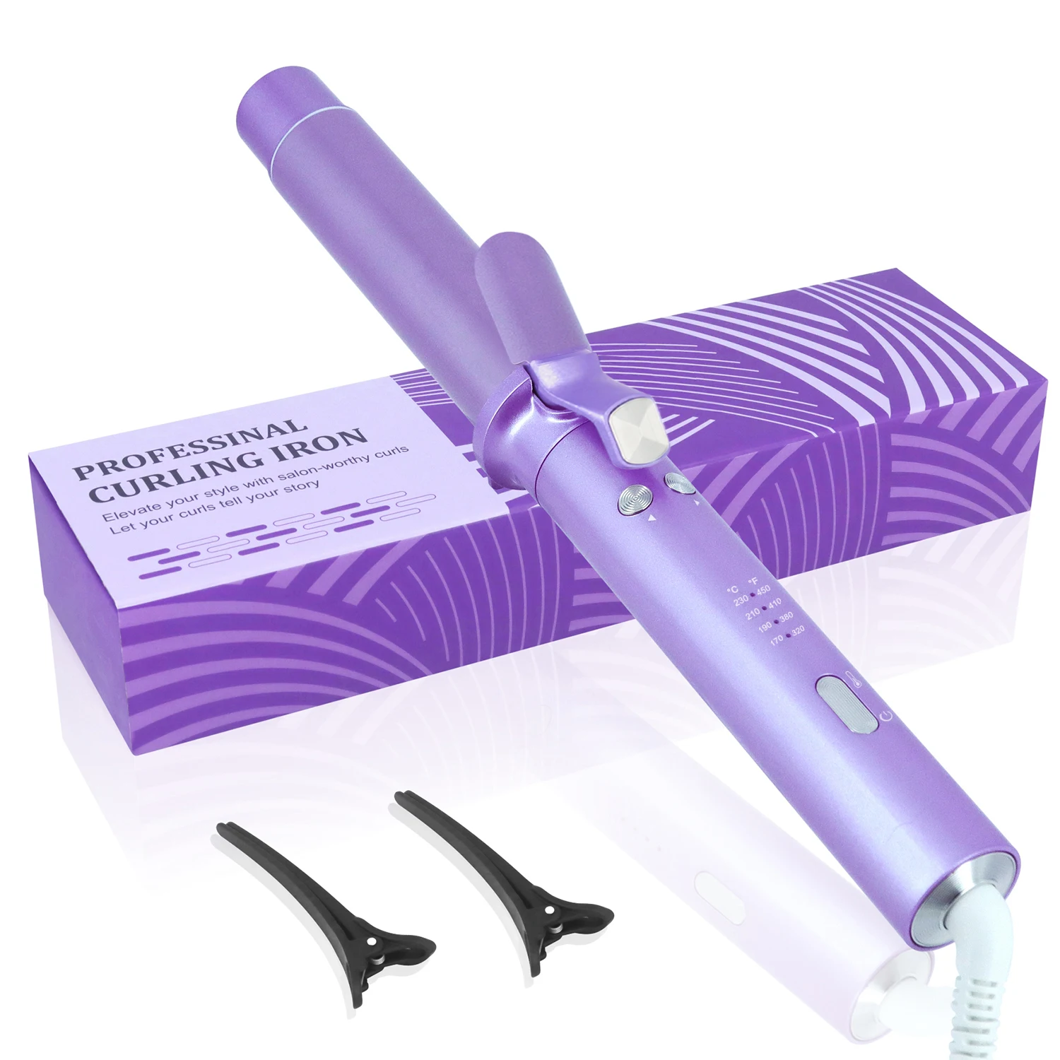 Auto Hair Curler 32mm Ionic Ceramic Coating 450&deg;F Hair Curling Iron Wand Instant Heating Automatic Rotate Curls Tool 110V-240V