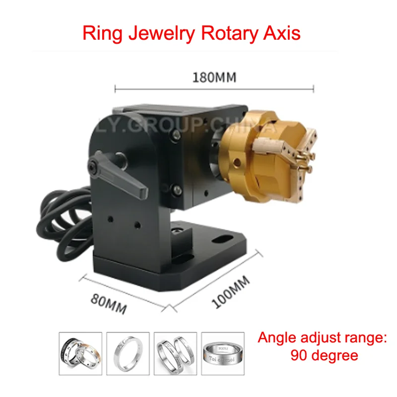 

Professional Ring Jewelry Rotary Axis With Copper Clamp Jig For Fiber Laser Carving Marking Engraving Machine Use