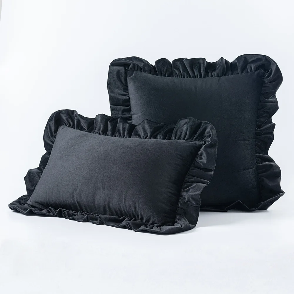 Rüschen Modern Solid Einfache Farbe Kissenbezug Samt Sofa Büro Auto Weiche Rückenlehne Kissenbezug Kissenbezug 30x50 45x45 50x50cm – Detail 17