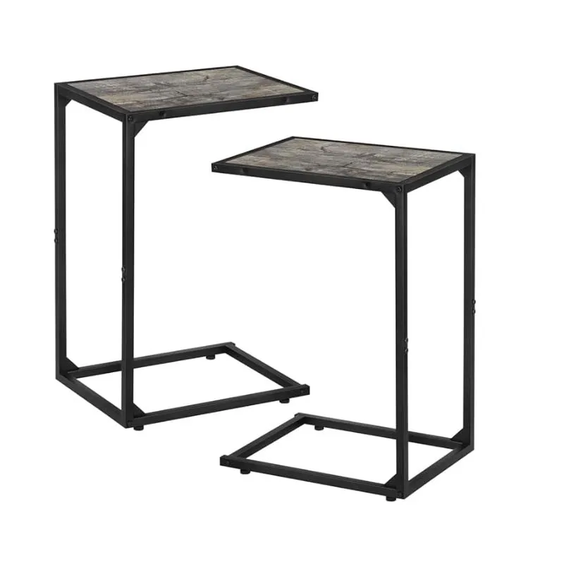 C Shaped End Table Set of 2, Snack Side Table, C Tables for Couch, Couch Tables That Slide Under, for Living Room, Bedroom,