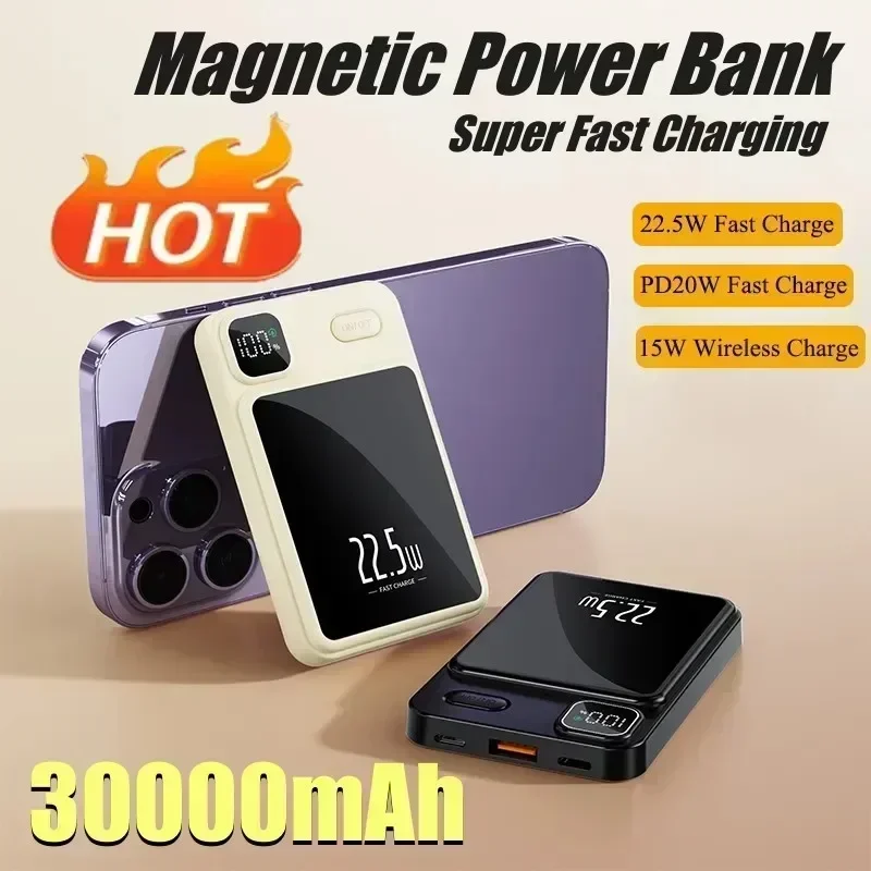 Batteria Esterna Da 50000Mah Magsafe Magnetic Power Bank Ricarica Rapida Wireless Sottile E Portatile A Tre Interfacce Per Iphone Xiaomi