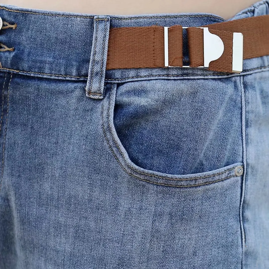 Women's Clothing Jeans 2022 Spring Fashion High Waist Stretch Denim Harem Pants Casual Brief Belt Bottoms D6-8071 brown jeans