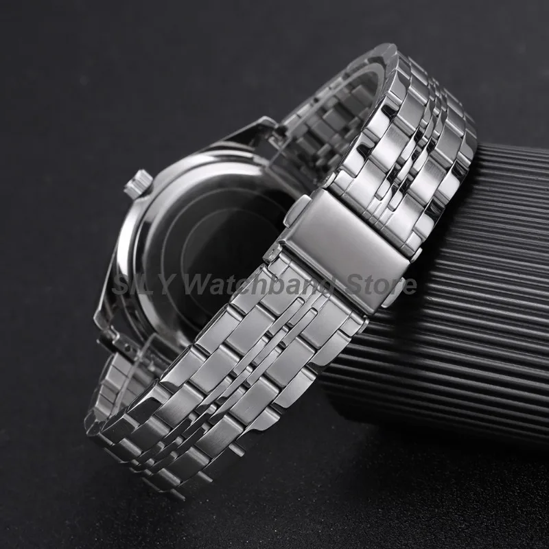 Premium Curved End Stainless Steel Watch Strap with Folding Buckle