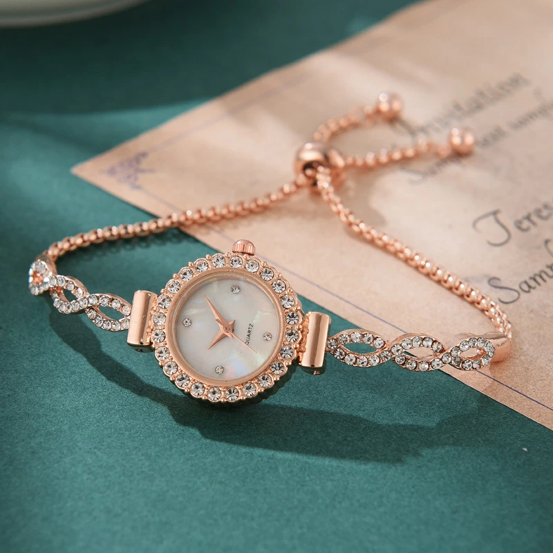 New Vintage Rhinestone Small Round Dial Women Watch Ladies Silver Color Bracelet Quartz Watches Clock