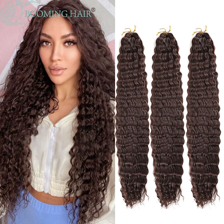 Deep Water Wave Crochet Hair Braids Extensions Synthetic 32inches Braiding Hair Addition Afro Curls For Women 613 All Color Make