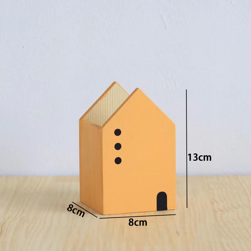 Pencil Case Desk Organizer Storage Organizer Pen Pouch Wooden House Pen Holder for Home Office