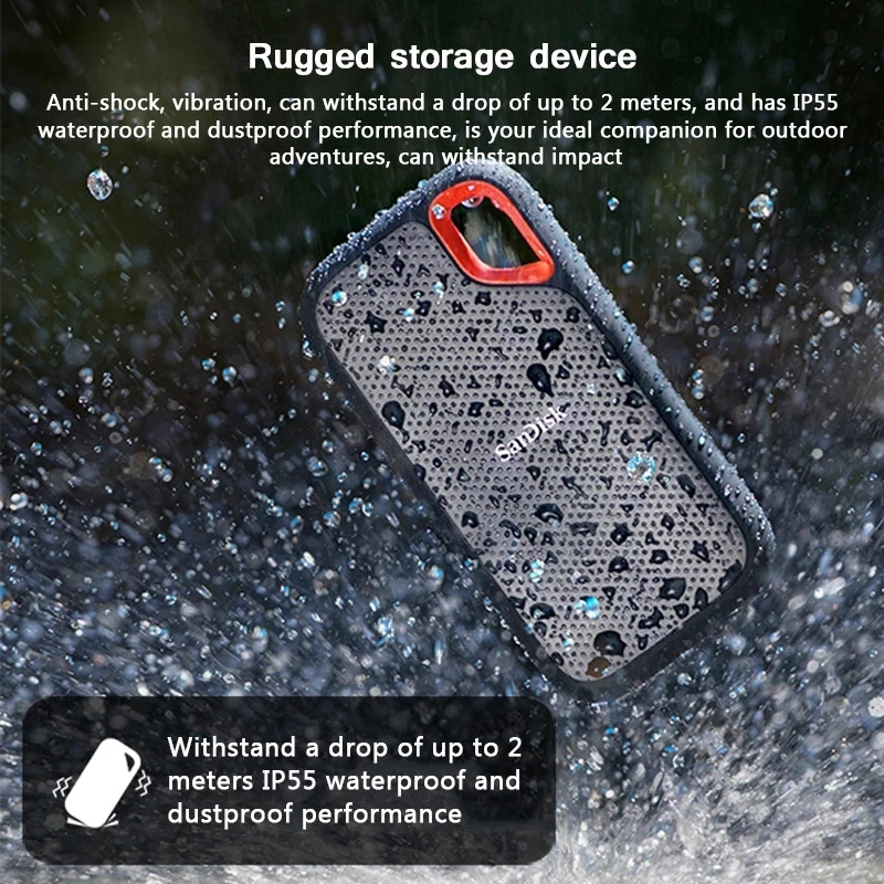 SanDisk Extreme Portable SSD E61, ִ 1050 MB/s  USB-C USB 3.2 Gen 2  ָ Ʈ ̺,   