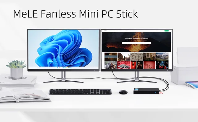 MeLE PCG02 Fanless Mini PC Stick, J4125 Windows 11 Pro 4GB 64GB 4K