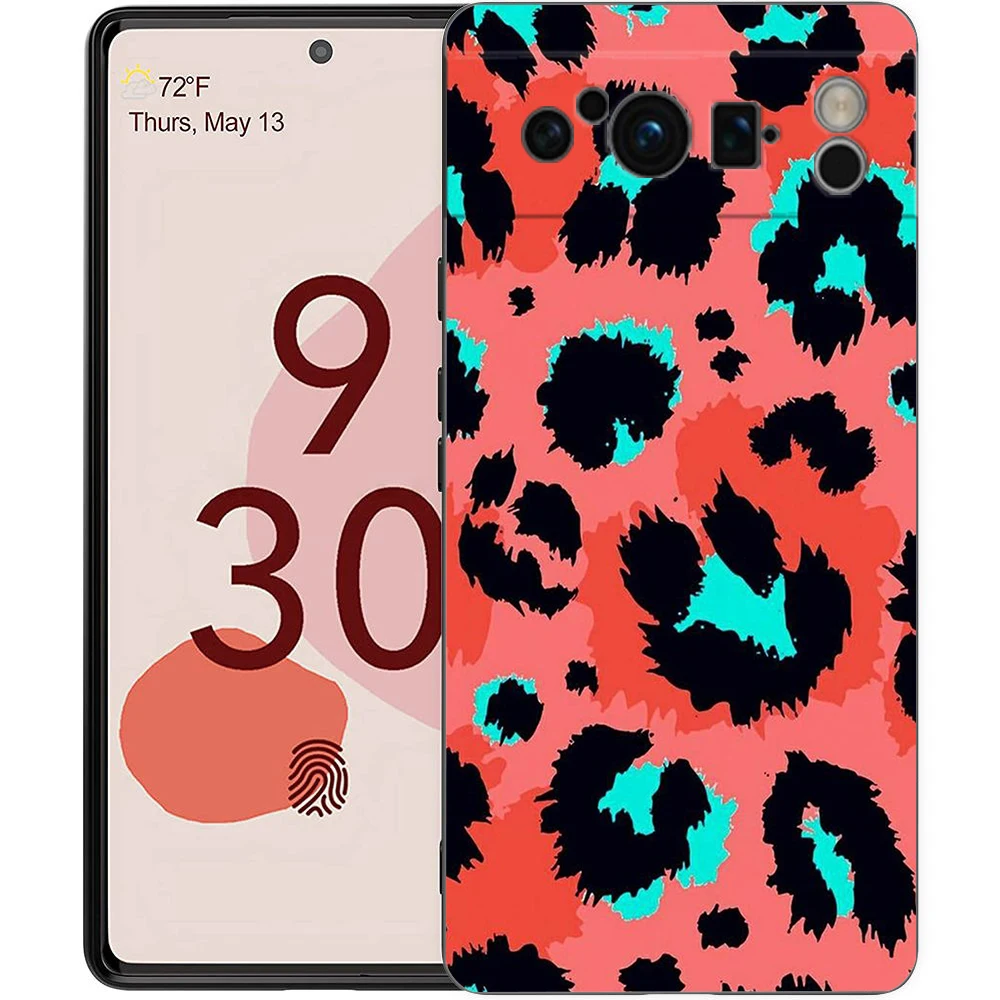 Leopard Print Pattern Soft Silicone Shockproof Phone Case - Black Cover s