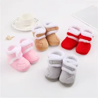 Baby Thickened Plush Boots Flat Shoes Infant Girls Boys Non-Slip Soft Sole First Walker Winter Warm Crib Shoes 1