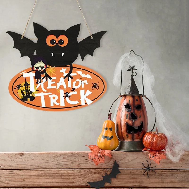 Happy Halloween Wooden Sign 2022 2022 New Happy Halloween Wooden Ornaments Pumpkin Ghost Trick Or Treat Pendant Halloween Party Decoration Home Door Hanging Sign Aliexpress