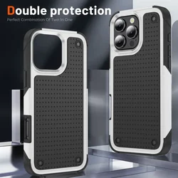 Luxury Hybrid Rugged Heavy - Duty Armor Shockproof Case - Hard Plastic Frame Back Cover - iPhone 15 Plus (White - Black)
