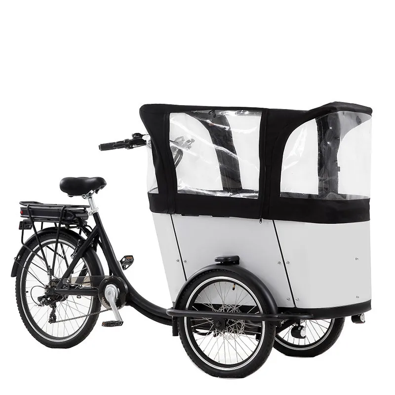 Pedale Elettrico 3 Ruote Triciclo Per Adulti Triciclo Mobile Cargo Bike Carrello Della Spesa Con Motore Posteriore Da 250W Per Il Trasporto Di Bambini