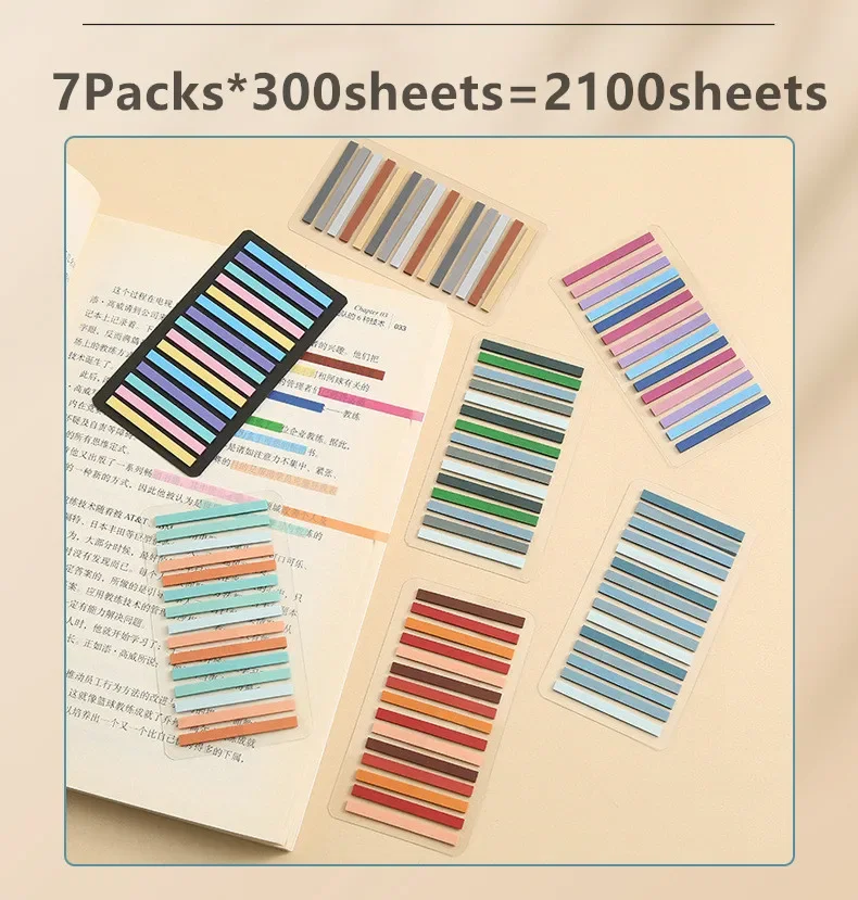 2100 Sheets Transparentes Sticky Notes Self-Adhesive Annotation posted it Read Books Bookmarks Tabs Notepad Aesthetic Stationery