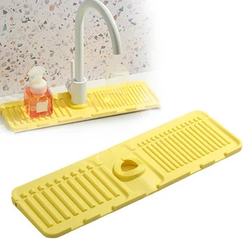 Kitchen Silicone Faucet Splash Mat Sink Splash Catcher Countertop Sink Protectors Mat Draining Pads for Bathroom Kitchen Gadgets