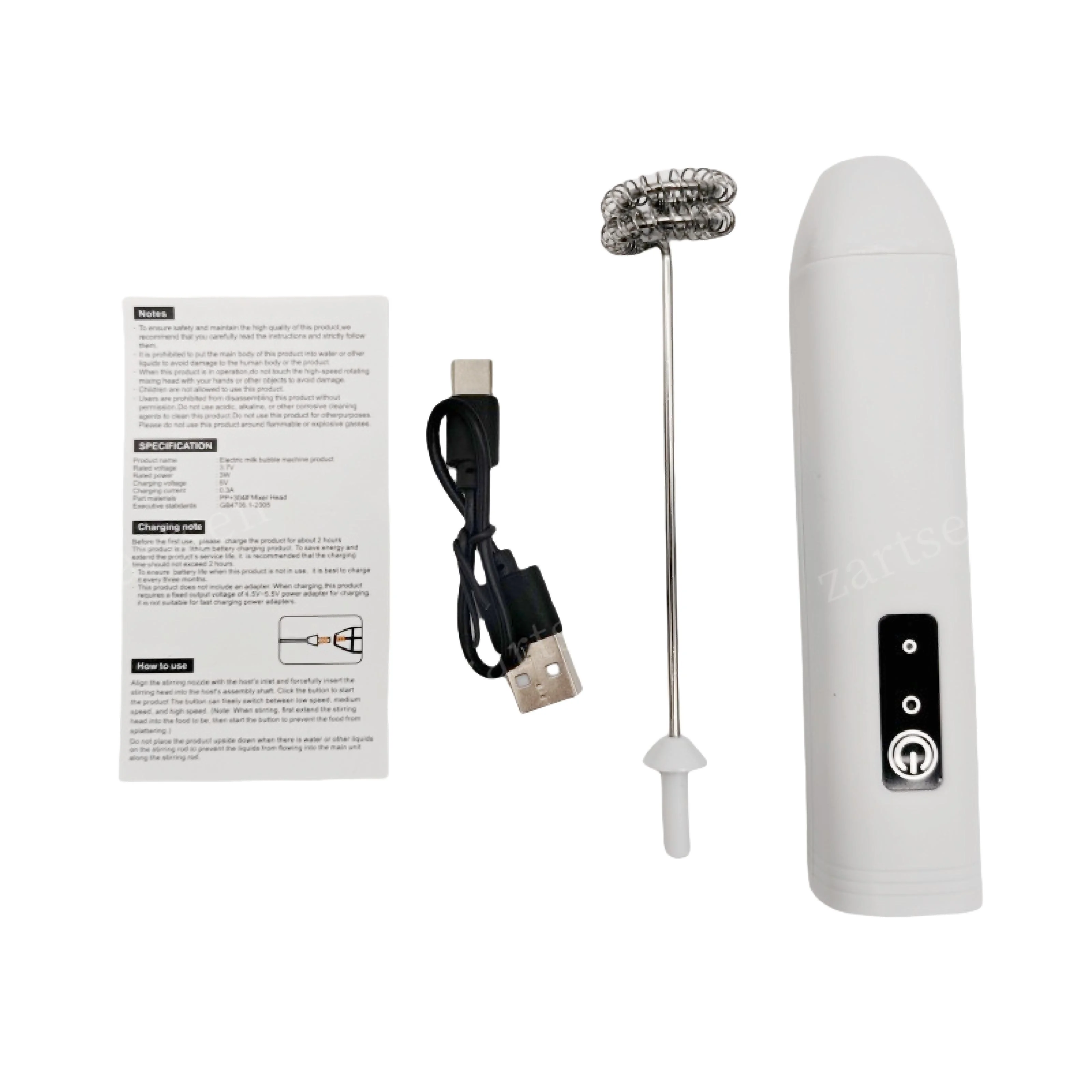 Compact USB Rechargeable Multi-Speed Electric Frother and Whisk Mixer