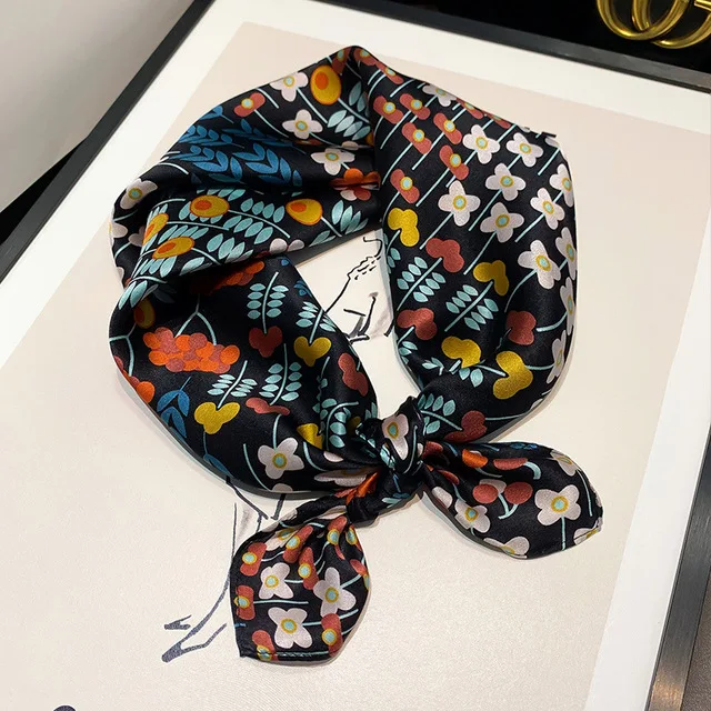 Scarf 100% Silk Bandana Women Square Scarves Wrap Kerchief Mulberry Spring Fashion Luxury High Quality Headband Hijab Shawls 16118-2