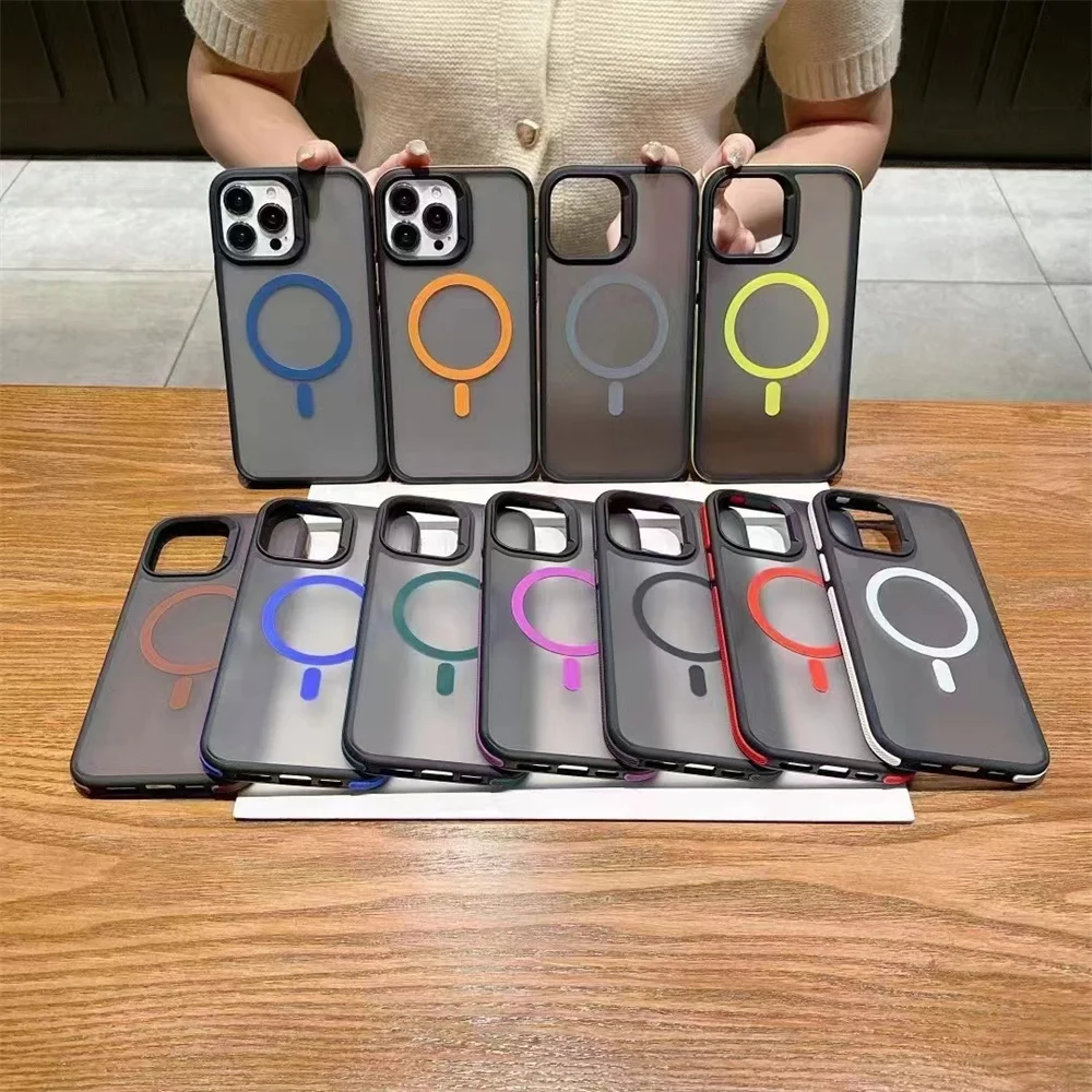 Luxury Matte Double Color Magnetic Shockproof Armor Case