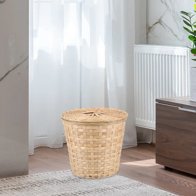 Bambusz Szemét Sokoldalú Ürítő Kosár Sundries Tároló Konyha Szövött Játék - Image 3