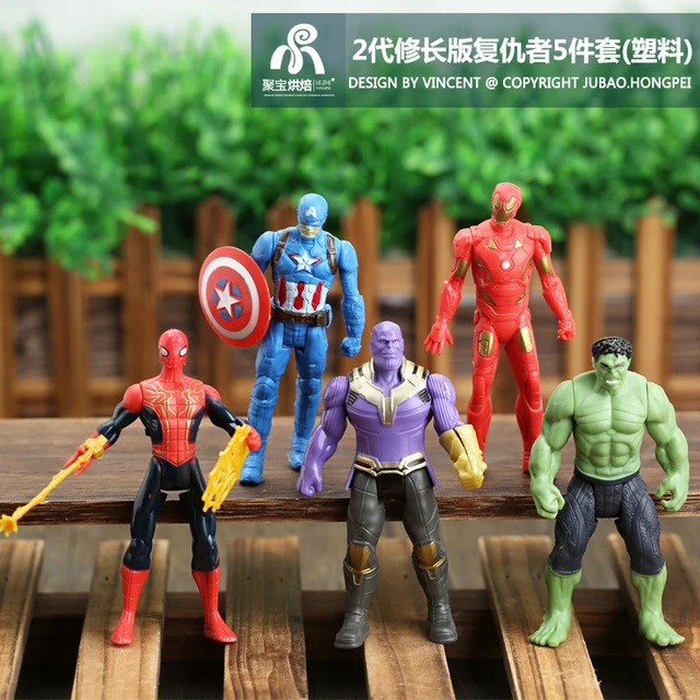 16cm Marvel Avengers Action Figure Toys Captain America Thanos Spiderman  Hulk Iron Man Thor Super Hero