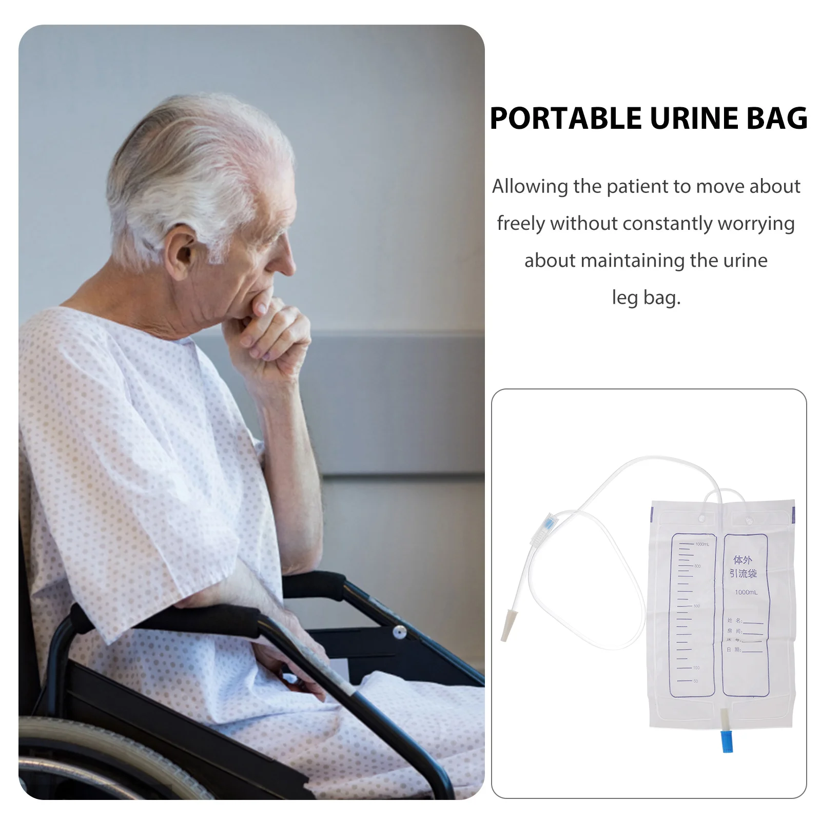 4 Pcs Disposable Urine Collection Bag PVC Patients Nursing Drainage Incontinence Supplies Elder