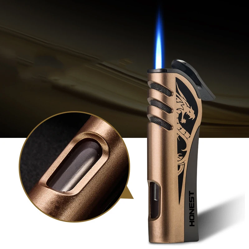 

HONEST Quality Metal Gas Lighter Turbine Torch Windproof Lighter Butane Flame Suitable for Men's Smoking Cigarette Accessories