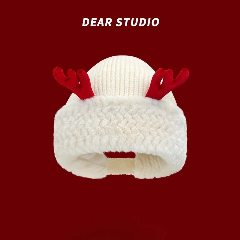Christmas Gift Cute Antlers Plush Hat Children's Winter Warmth Multi Talented Couple Creative Cute Dress Up Fun Dressing