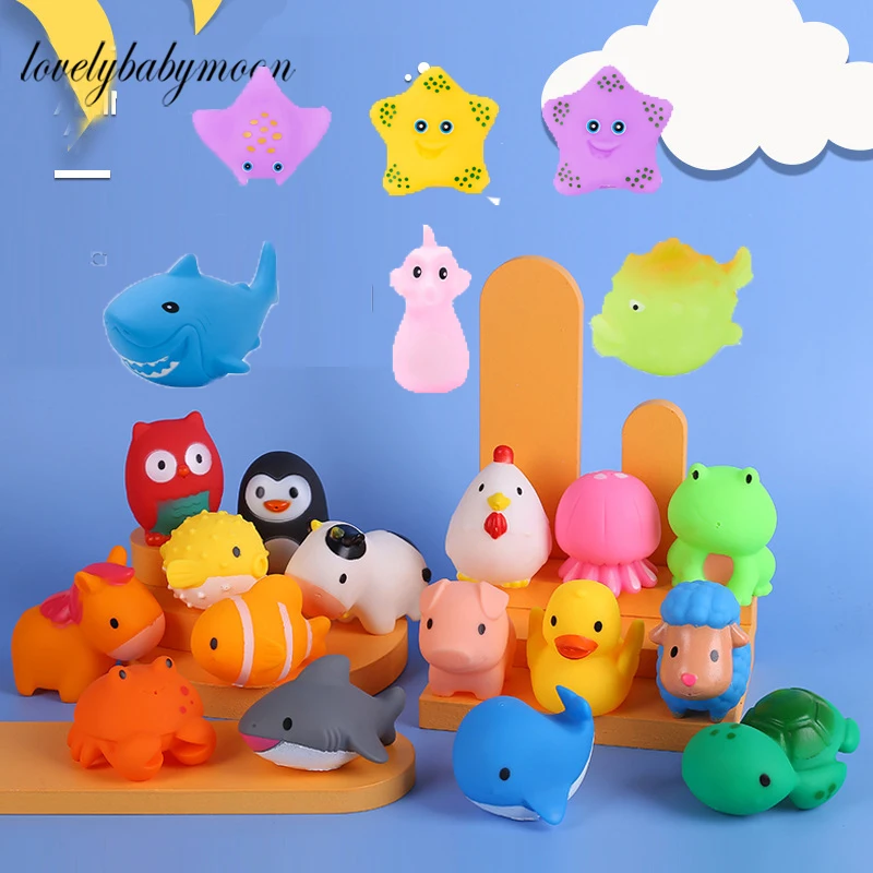 

Bath Toy Animals Swimming Water Toys Mini Colorful Soft Floating Rubber Duck Squeeze Sound Funny Gift For Baby Kids