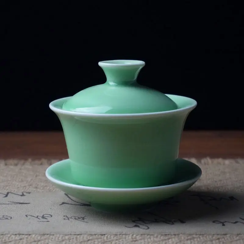 

[GRANDNESS] Longquan Celadon Porcelain Gaiwan China Teacups Crackle Glaze TeaPot Drinkware 150ml