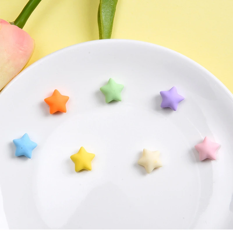 10pc Kawaii Bunte Mini 3D Fünfzackigen Stern Flatback Harz Figur Telefon Fall Dekor DIY Ohrring Kopfbedeckungen Schmuck Zubehör – Detail 5