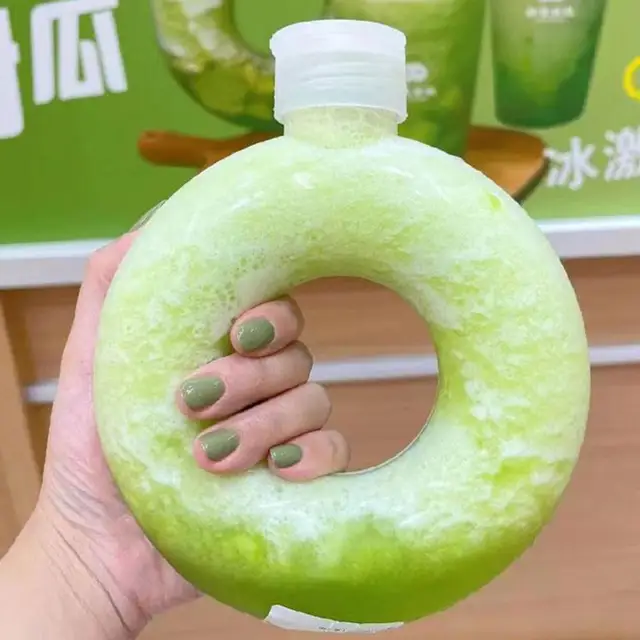 500ML/350ML Cute Donut Water Bottle Handle Ring  Women Girls Travel Cup Transparent Drinking Bottle 5