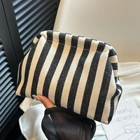 Summer Woven Crochet Purses for Women Beach Clutch Handbags 2026 Dumpling Hobo Casual Colorblock Bag Ladies Ruched Cloud Purse - Image 2