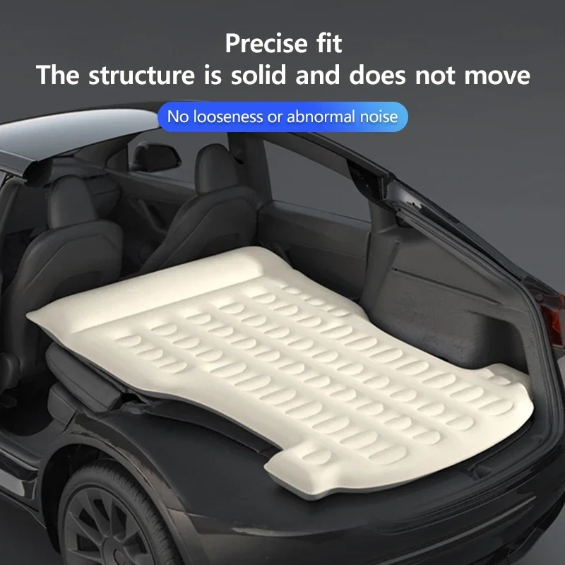 For Tesla Model Y-Car Air Bed Portable Rear Folding Inflatable Mattress for Camping with Flocking Surface and Air Pump