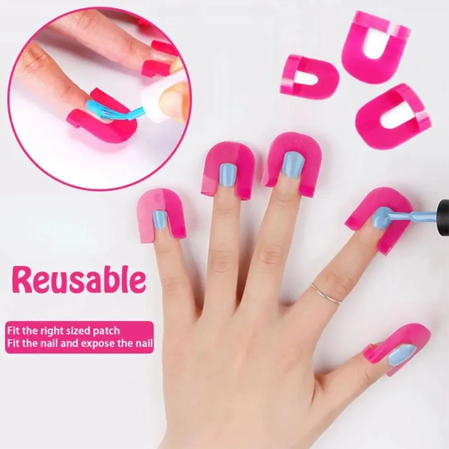 26 Pieces U-Shape Nail Polish Protectors Curve Shape Finger Cover Manicure Tool Professional Template Clips Guide Nail Art Tool